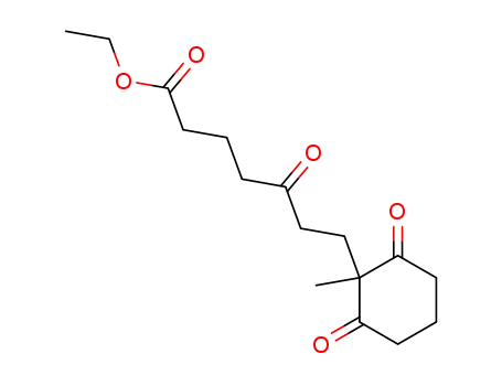 Molecular Structure of 101448-65-1 (7-(1-methyl-2,6-dioxo-cyclohexyl)-5-oxo-heptanoic acid ethyl ester)