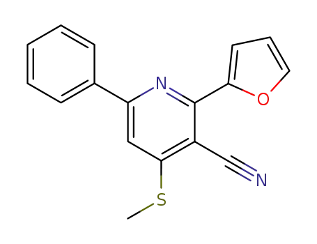 Molecular Structure of 130445-81-7 (3-cyano-2-(2-furyl)-4-(methylthio)-6-phenylpyridine)