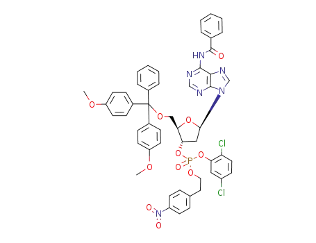 Molecular Structure of 95962-90-6 (3'-Adenylic acid,
N-benzoyl-5'-O-[bis(4-methoxyphenyl)phenylmethyl]-2'-deoxy-,
2,5-dichlorophenyl 2-(4-nitrophenyl)ethyl ester)