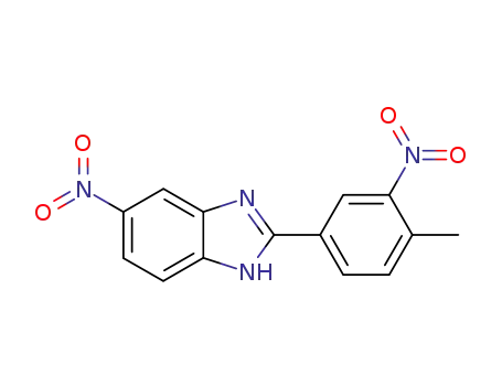 Molecular Structure of 109509-94-6 (2-(4-methyl-3-nitro-phenyl)-5-nitro-1<sup>(3)</sup><i>H</i>-benzimidazole)
