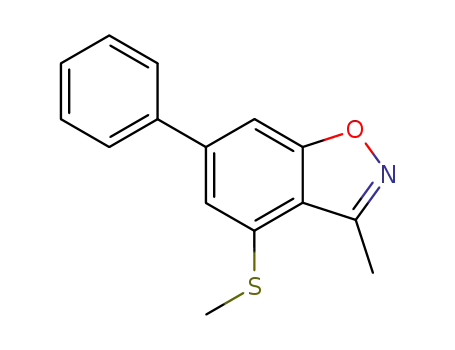 Molecular Structure of 116830-44-5 (3-methyl-4-methylthio-6-phenyl-1,2-benzisoxazole)