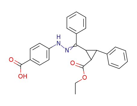 Molecular Structure of 75287-91-1 (4-{N'-[1-(2-Ethoxycarbonyl-3-phenyl-cyclopropyl)-1-phenyl-meth-(Z)-ylidene]-hydrazino}-benzoic acid)