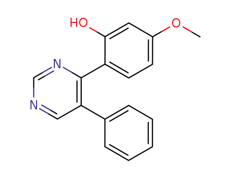 Molecular Structure of 105258-25-1 (5-Methoxy-2-(5-phenyl-pyrimidin-4-yl)-phenol)