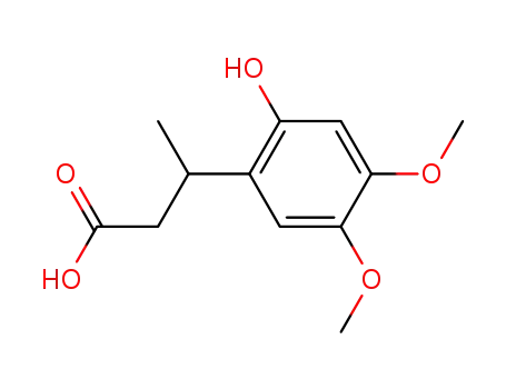 Molecular Structure of 100258-10-4 (3-(2-hydroxy-4,5-dimethoxy-phenyl)-butyric acid)