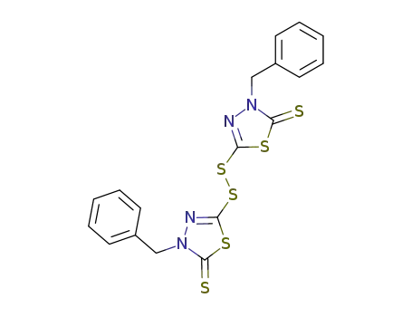 Molecular Structure of 113755-06-9 (1,3,4-Thiadiazole-2(3H)-thione, 5,5'-dithiobis[3-(phenylmethyl)-)