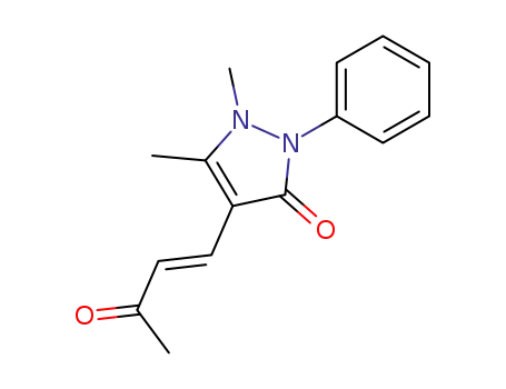 Molecular Structure of 67817-67-8 (1,5-dimethyl-4-(3-oxo-but-1-enyl)-2-phenyl-1,2-dihydro-pyrazol-3-one)