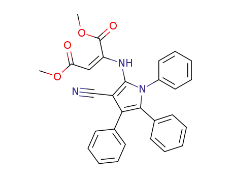 Molecular Structure of 144658-71-9 (2-Butenedioic acid, 2-[(3-cyano-1,4,5-triphenyl-1H-pyrrol-2-yl)amino]-,
dimethyl ester, (E)-)