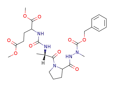 Molecular Structure of 109953-56-2 (2-(3-{(S)-2-[2-(N'-Benzyloxycarbonyl-N'-methyl-hydrazinocarbonyl)-pyrrolidin-1-yl]-1-methyl-2-oxo-ethyl}-ureido)-pentanedioic acid dimethyl ester)