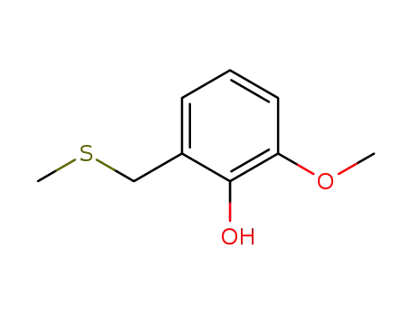 Molecular Structure of 18738-36-8 (Phenol, 2-methoxy-6-[(methylthio)methyl]-)
