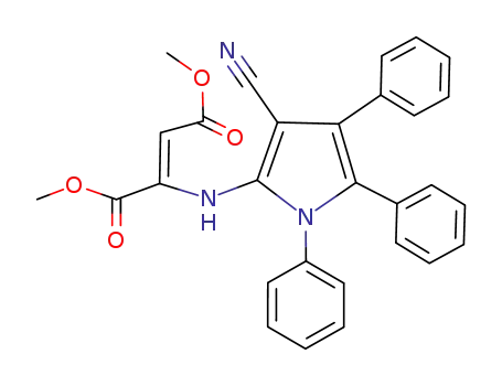 Molecular Structure of 144658-60-6 (2-Butenedioic acid, 2-[(3-cyano-1,4,5-triphenyl-1H-pyrrol-2-yl)amino]-,
dimethyl ester, (Z)-)