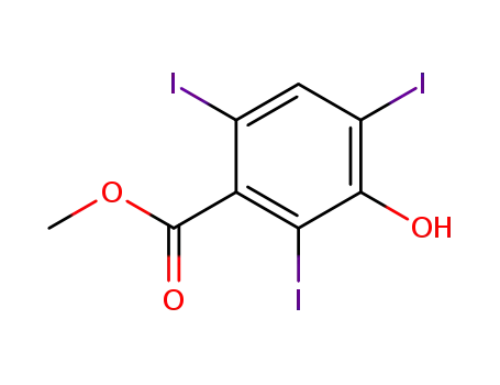 Molecular Structure of 98433-97-7 (3-hydroxy-2,4,6-triiodo-benzoic acid methyl ester)