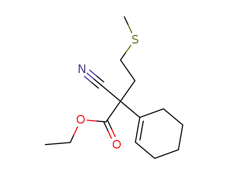 Molecular Structure of 113895-74-2 (2-cyano-2-cyclohex-1-enyl-4-methylsulfanyl-butyric acid ethyl ester)