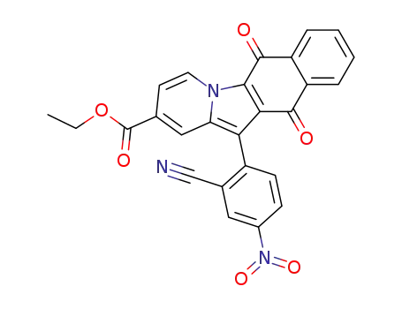 Molecular Structure of 109386-33-6 (2-carbethoxy-12-(2'-cyano-4'-nitrophenyl)-naphth<2,3-b>indolizine-6,11-dione)