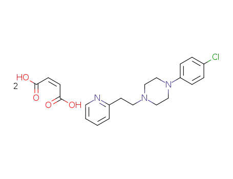 Molecular Structure of 90125-91-0 (Piperazine, 1-(4-chlorophenyl)-4-[2-(2-pyridinyl)ethyl]-,
(2Z)-2-butenedioate (1:2))