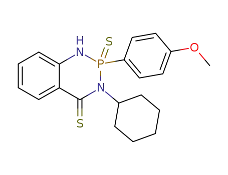 Molecular Structure of 80283-42-7 (3-Cyclohexyl-2-(4-methoxy-phenyl)-2-thioxo-2,3-dihydro-1H-2λ<sup>5</sup>-benzo[1,3,2]diazaphosphinine-4-thione)