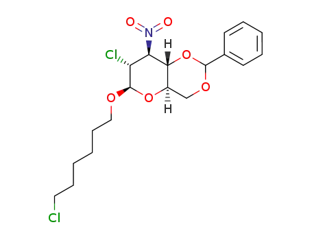 Molecular Structure of 108584-88-9 ((4aR,6R,7R,8S,8aS)-7-Chloro-6-(6-chloro-hexyloxy)-8-nitro-2-phenyl-hexahydro-pyrano[3,2-d][1,3]dioxine)