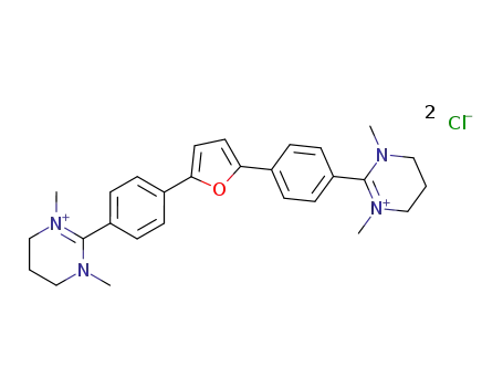 Molecular Structure of 65356-05-0 (Pyrimidinium,
2,2'-(2,5-furandiyldi-4,1-phenylene)bis[3,4,5,6-tetrahydro-1,3-dimethyl-,
dichloride)