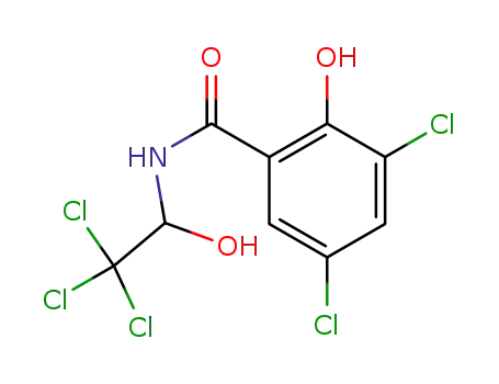 Molecular Structure of 724706-53-0 (3,5-dichloro-2-hydroxy-benzoic acid-(2,2,2-trichloro-1-hydroxy-ethylamide))