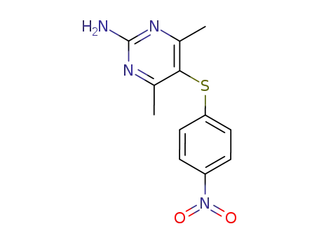 Molecular Structure of 856973-47-2 (4,6-dimethyl-5-(4-nitro-phenylsulfanyl)-pyrimidin-2-ylamine)