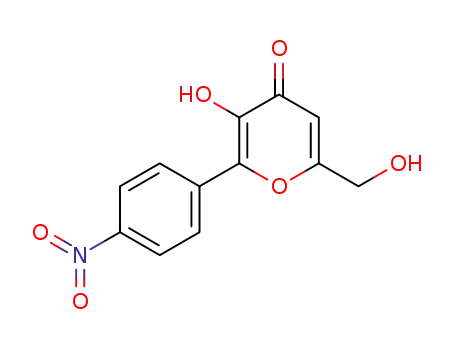 Molecular Structure of 873969-44-9 (3-hydroxy-6-hydroxymethyl-2-(4-nitro-phenyl)-pyran-4-one)