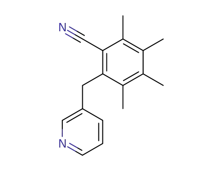 Molecular Structure of 144061-49-4 (Benzonitrile, 2,3,4,5-tetramethyl-6-(3-pyridinylmethyl)-)