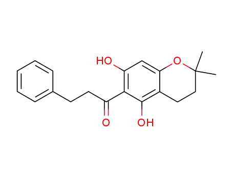 Molecular Structure of 20870-00-2 (1-(5,7-dihydroxy-2,2-dimethyl-chroman-6-yl)-3-phenyl-propan-1-one)
