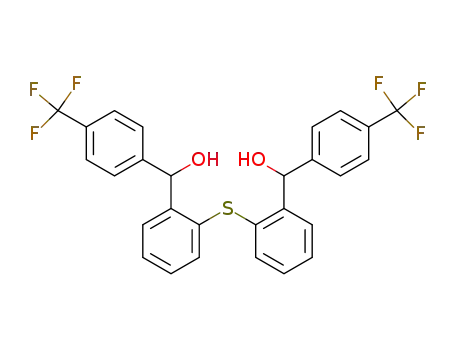 Molecular Structure of 129524-68-1 ((2-{2-[Hydroxy-(4-trifluoromethyl-phenyl)-methyl]-phenylsulfanyl}-phenyl)-(4-trifluoromethyl-phenyl)-methanol)