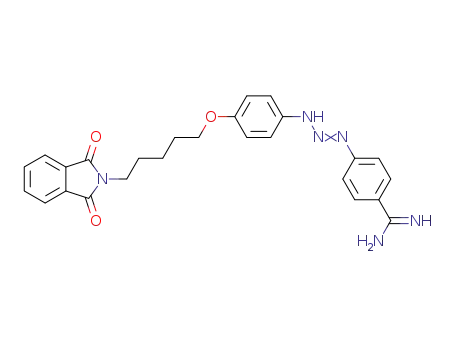 Molecular Structure of 109816-50-4 (<i>N</i>-(5-{4-[<i>N</i>'-(4-carbamimidoyl-phenyl)-triazenyl]-phenoxy}-pentyl)-phthalimide)