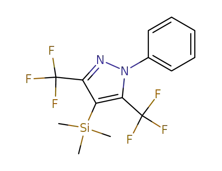 Molecular Structure of 140647-20-7 (1H-Pyrazole, 1-phenyl-3,5-bis(trifluoromethyl)-4-(trimethylsilyl)-)