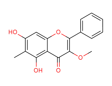 Molecular Structure of 93322-38-4 (5,7-dihydroxy-3-methoxy-6-methyl-2-phenyl-chromen-4-one)