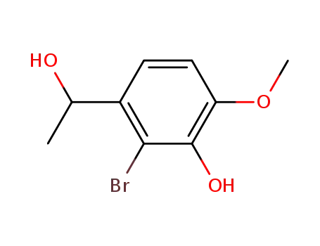 Molecular Structure of 109962-92-7 (1-(2-bromo-3-hydroxy-4-methoxy-phenyl)-ethanol)