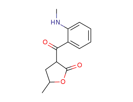 Molecular Structure of 93574-02-8 (2(3H)-Furanone, dihydro-5-methyl-3-[2-(methylamino)benzoyl]-)