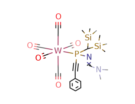 pentacarbonyl[(bis(trimethylsilyl)methyl)(phenylacetylenyl)(N-(C-dimethylamino)imino)phosphane]tungsten<sup>(0)</sup>