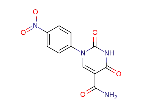 Molecular Structure of 99974-42-2 (1-(4-nitro-phenyl)-2,4-dioxo-1,2,3,4-tetrahydro-pyrimidine-5-carboxylic acid amide)