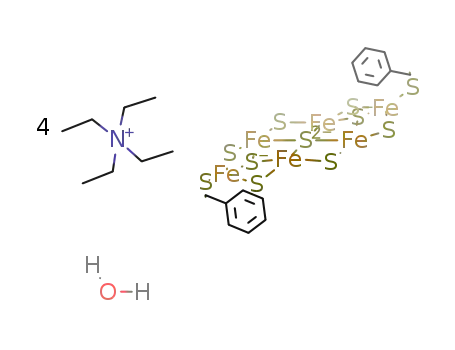 4N(C<sub>2</sub>H<sub>5</sub>)4<sup>(1+)</sup>*Fe<sub>6</sub>S<sub>9</sub>(SCH<sub>2</sub>C<sub>6</sub>H<sub>5</sub>)2<sup>(4-)</sup>*H<sub>2</sub>O=(N(C<sub>2</sub>H<sub>5</sub>)4)4Fe<sub>6</sub>S<sub>9</sub>(SCH<sub>2</sub>C<sub>6</sub>H<sub>5</sub>)2*H<sub>2</sub>O