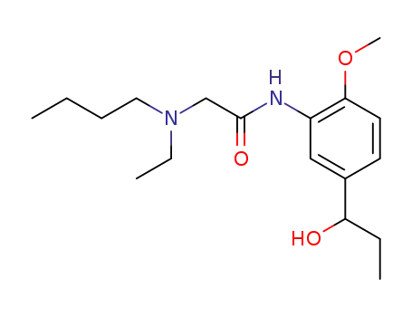 Molecular Structure of 107924-16-3 (<i>N</i>-ethyl-<i>N</i>-butyl-glycine-[5-(1-hydroxy-propyl)-2-methoxy-anilide])