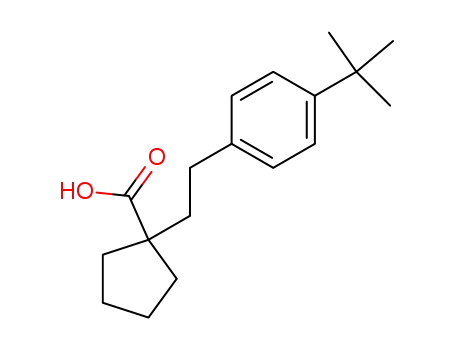 Molecular Structure of 62953-86-0 (Cyclopentanecarboxylic acid, 1-[2-[4-(1,1-dimethylethyl)phenyl]ethyl]-)