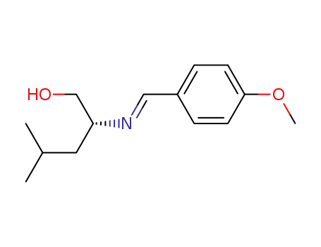 Molecular Structure of 86941-40-4 ((R)-2-{[1-(4-Methoxy-phenyl)-meth-(E)-ylidene]-amino}-4-methyl-pentan-1-ol)