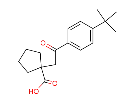 Molecular Structure of 62953-79-1 (Cyclopentanecarboxylic acid,
1-[2-[4-(1,1-dimethylethyl)phenyl]-2-oxoethyl]-)