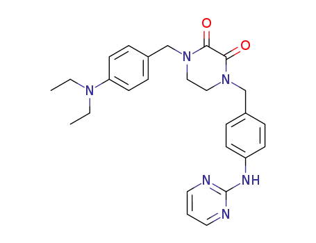 Molecular Structure of 77917-25-0 (1-(4-Diethylamino-benzyl)-4-[4-(pyrimidin-2-ylamino)-benzyl]-piperazine-2,3-dione)