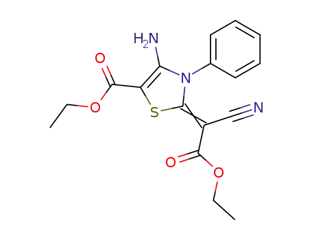 4-Amino-2-[1-cyano-1-ethoxycarbonyl-meth-(E)-ylidene]-3-phenyl-2,3-dihydro-thiazole-5-carboxylic acid ethyl ester