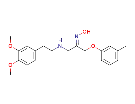 Molecular Structure of 125720-96-9 (1-[2-(3,4-Dimethoxy-phenyl)-ethylamino]-3-m-tolyloxy-propan-2-one oxime)