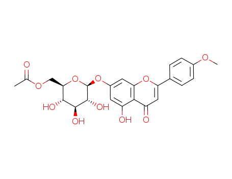 Molecular Structure of 76410-61-2 (4H-1-Benzopyran-4-one,7-[(6-O-acetyl-â- D-glucopyranosyl)oxy]-5-hydroxy-2-(4- methoxyphenyl)- )