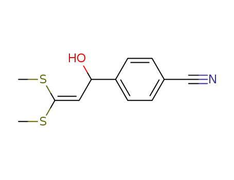 Molecular Structure of 126712-11-6 (4-(1-Hydroxy-3,3-bis-methylsulfanyl-allyl)-benzonitrile)