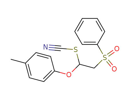 Molecular Structure of 63053-40-7 (Thiocyanic acid, 1-(4-methylphenoxy)-2-(phenylsulfonyl)ethyl ester)