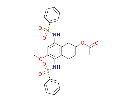 Molecular Structure of 89005-13-0 (Acetic acid 5,8-bis-benzenesulfonylamino-6-methoxy-1,4-dihydro-naphthalen-2-yl ester)