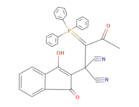 Molecular Structure of 136829-49-7 (3-hydroxy-1-oxo-α<1-(triphenylphosphoranylidene)acetonyl>indene-2-malononitrile)