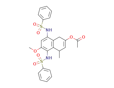 Molecular Structure of 89005-12-9 (Acetic acid 5,8-bis-benzenesulfonylamino-6-methoxy-4-methyl-1,4-dihydro-naphthalen-2-yl ester)