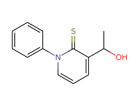 Molecular Structure of 91540-65-7 (2(1H)-Pyridinethione, 3-(1-hydroxyethyl)-1-phenyl-)