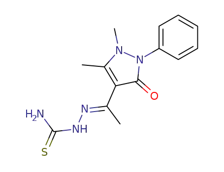 1,5-dimethyl-2-phenyl-4-(1-thiosemicarbazono-ethyl)-1,2-dihydro-pyrazol-3-one